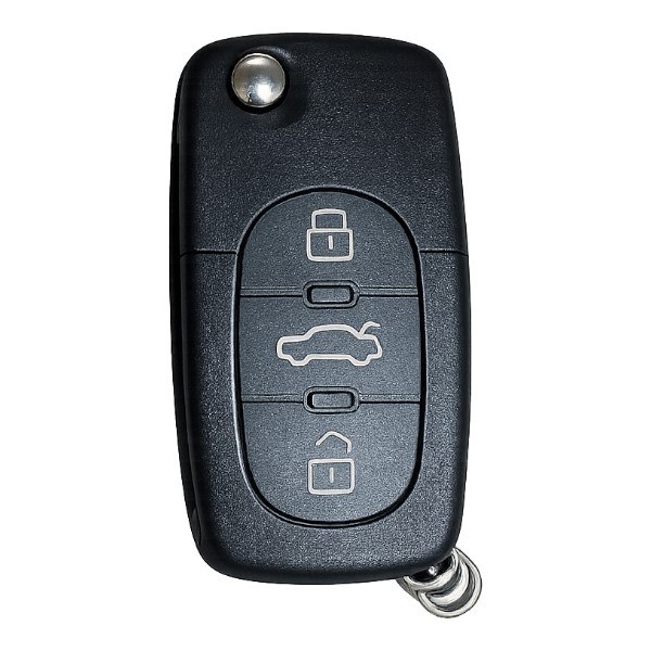 [4AD010] Coque de clé Audi / 3 boutons - pile CR 2032 / sur coque / lame HU66