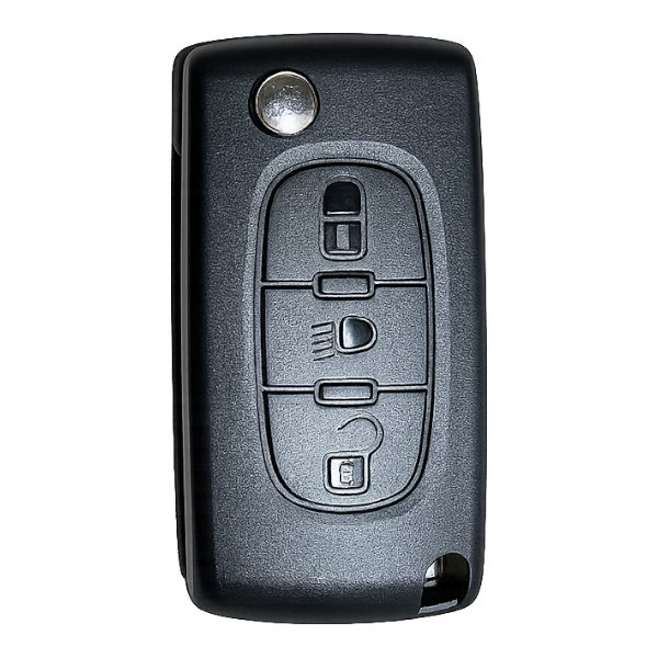 [4CT015] Coque de clé Citroën / 3 boutons - pile CR 1620 / sur coque / lame VA2