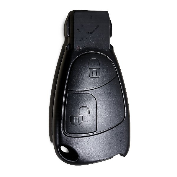 [4MC004] Coque de clé Mercedes-Benz / 2 boutons - pile CR 2025 / sur tiroir / sans lame