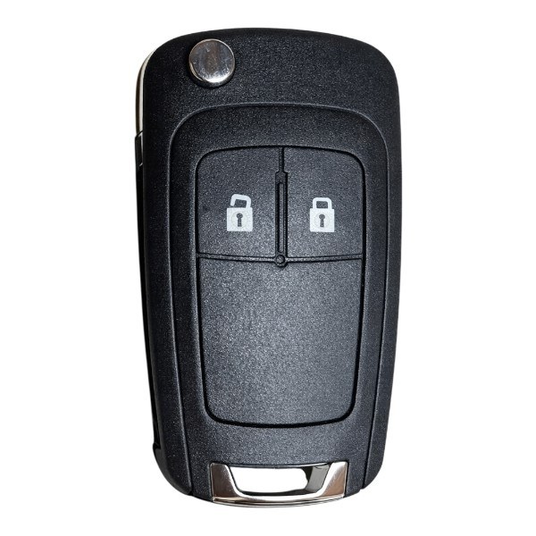 [4OP002] Coque de clé Opel / 2 boutons - pile CR 2032 / sur coque / lame HU100