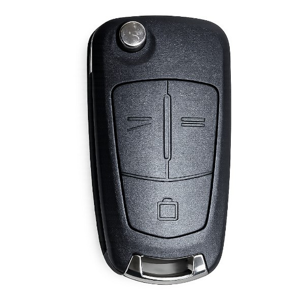 [4OP008] Coque de clé Opel / 3 boutons - pile CR 2032 / sur coque / lame HU100