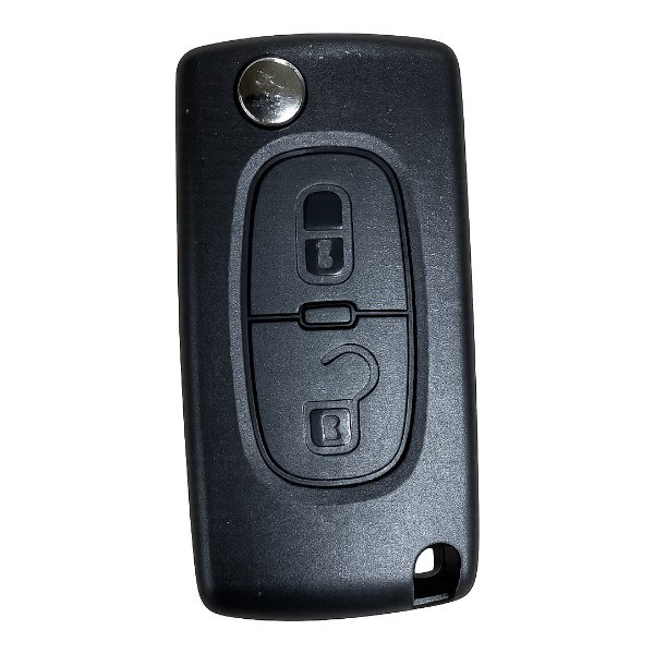 [4PG005] Coque de clé Peugeot / 2 boutons - pile CR 1620 / sur circuit / lame VA2