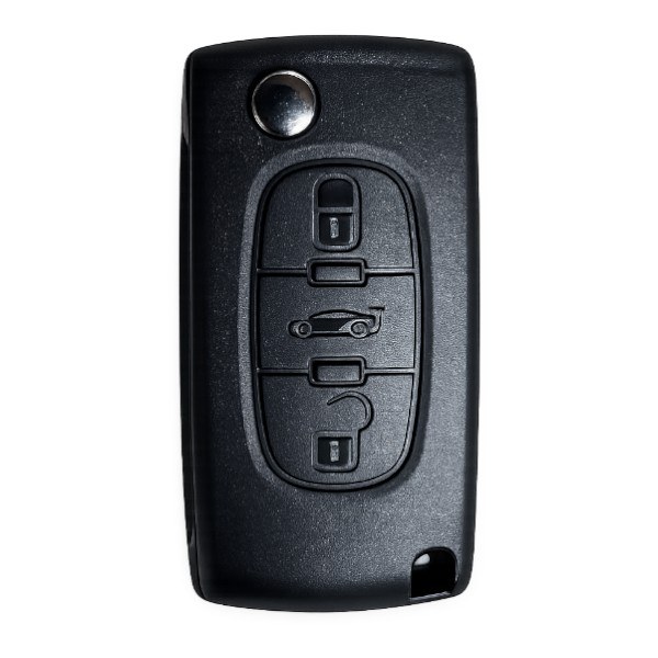 [4PG023] Coque de clé Peugeot / 3 boutons - pile CR 1620 / sur coque / lame VA2