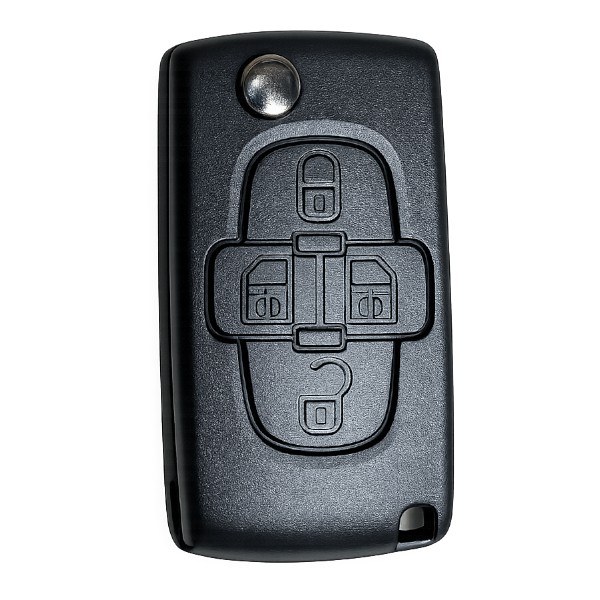 [4PG038] Coque de clé Peugeot / 4 boutons - pile CR 1620 / sur circuit / lame HU83
