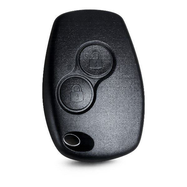 [4RN030] Coque de clé Renault / 2 boutons - pile CR 2016 / sur coque / sans lame