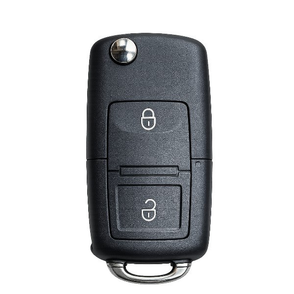 [4VW001] Coque de clé VW / 2 boutons - pile CR 2032 / sur coque / lame HU66
