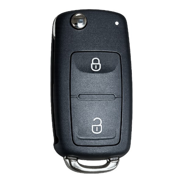 [4VW053] Coque de clé VW / 2 boutons - pile CR 2032 / sur circuit / lame HU66