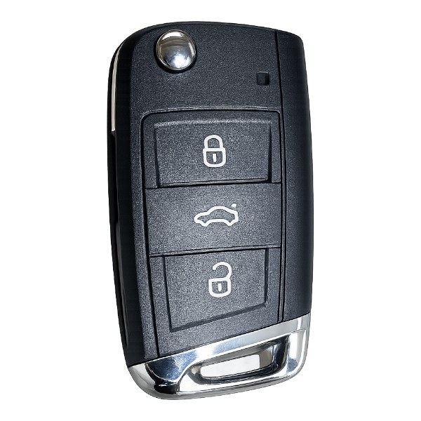 [4VW061] Coque de clé VW / 3 boutons - pile CR 2025 / sur coque / lame HU162