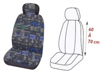 [562] Housse standard poids lourd SH gris/bleu - 1 siège chauffeur + appuie-tête