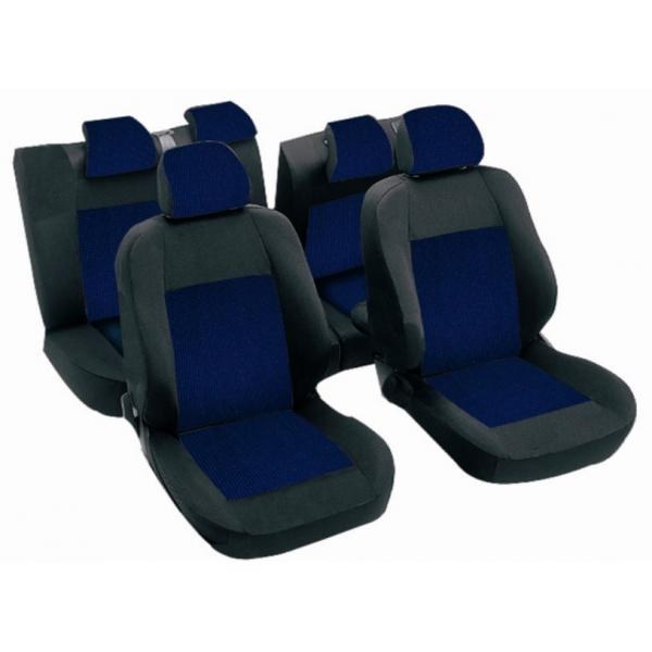 [577] Housse standard véhicule léger damier bleue - 2 sièges avant + 1 arrière fractionnable + appuie-têtes