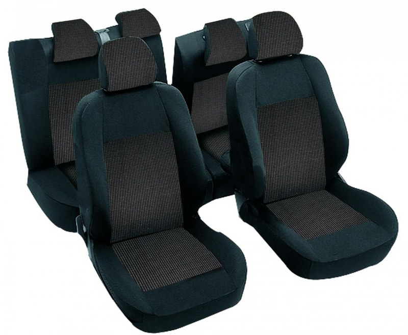 [576] Housse standard véhicule léger damier grise - 2 sièges avant + 1 arrière fractionnable + appuie-têtes