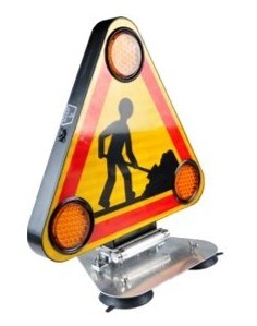 [6301] Triangle de signalisation triflash LED double face - rechargeable - classe A - AK5 + support magnétique + cordon spiral allume-cigare