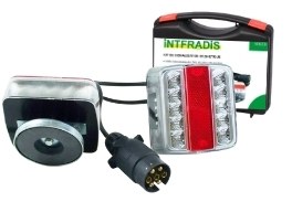 [103LED] Coffret de 2 feux remorque LED magnétiques 4 fonctions - câble 7,50 m - entraxe 2,5 m