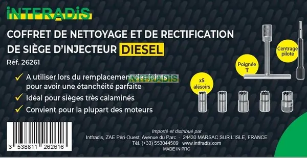 [26261] Coffret de nettoyage et de rectification de siège d'injecteur diesel